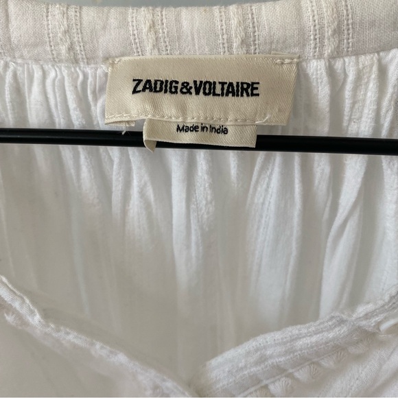 Zadig & voltaire white cotton drawstring peasant top size small - Picture 5 of 7
